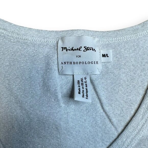 MICHAEL STARS FOR ANTHROPOLOGIE Women’s White Sparkle Short Sleeve Top Size Medi - Picture 6 of 7